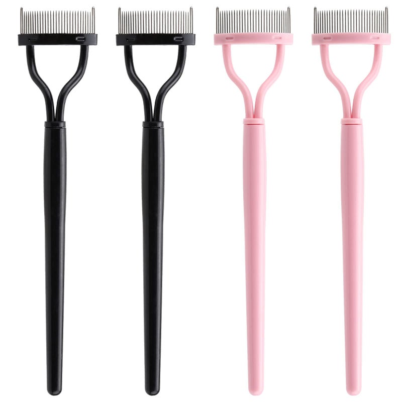 BTYMS 4 Pcs Eyelash Separator Tool Mascara Brushes Eyelash Comb Separator Definer Lash Comb for Combing, Separating Lashes - Pink&Black - Image 1